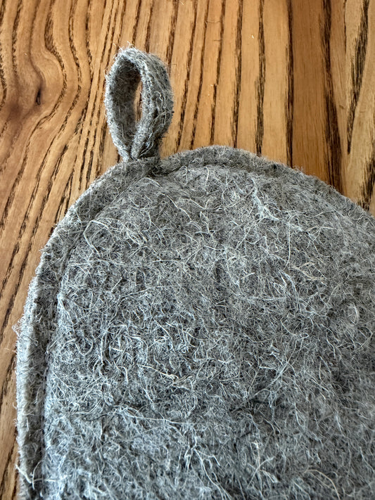 Hemp Sauna Hat (Banya & Steam Room) — Pressed Hemp Fiber Felt, Natural Color