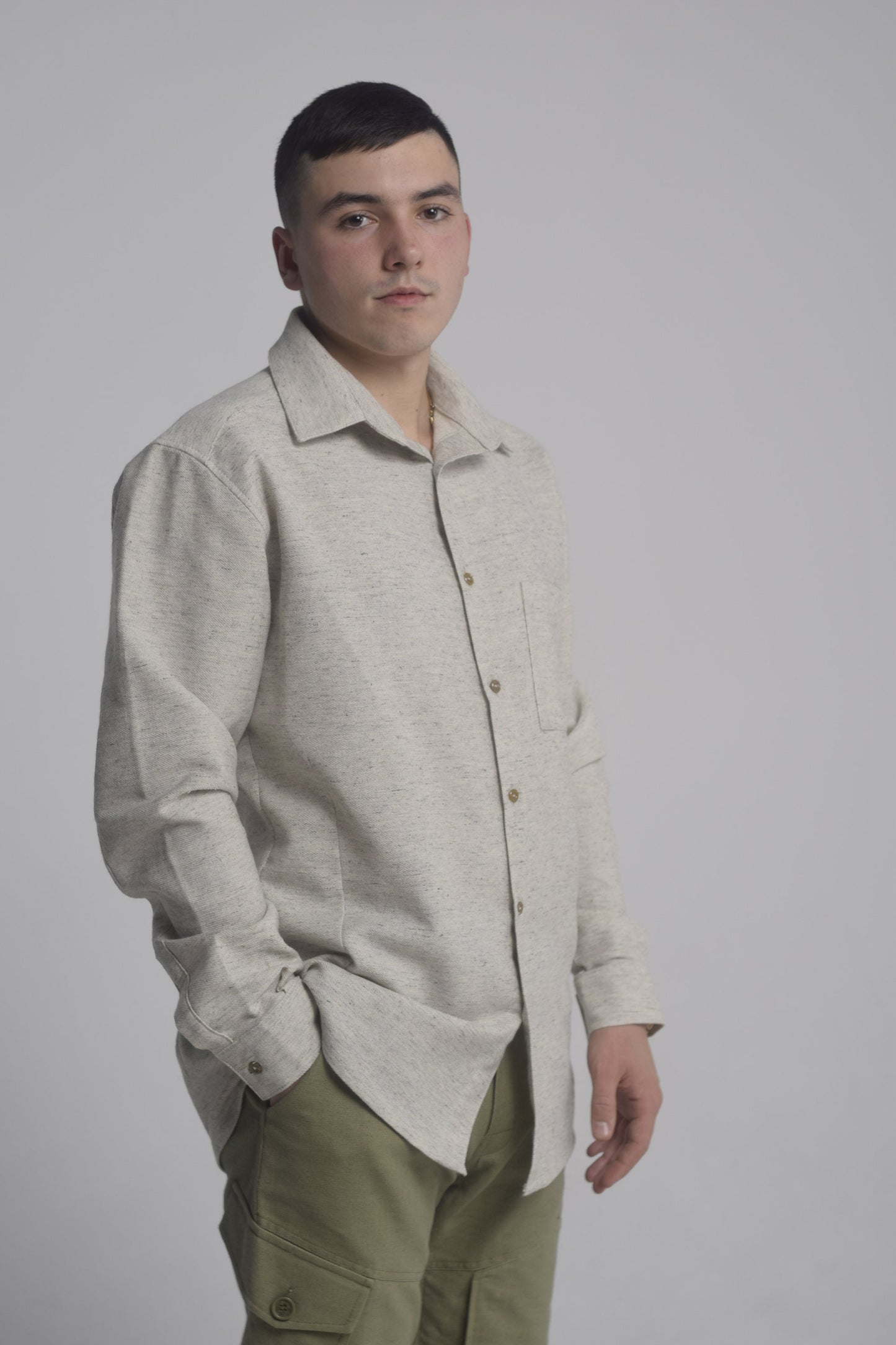 Mens hemp shirt with buttons, Handwoven hemp cloth, Organic natural vegan cloth