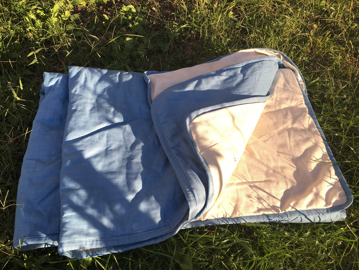 Hemp coverlet Blue, Hemp blanket with hemp filler and cotton hemp cover