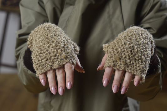 Hemp mittens, knitted mittens unisex