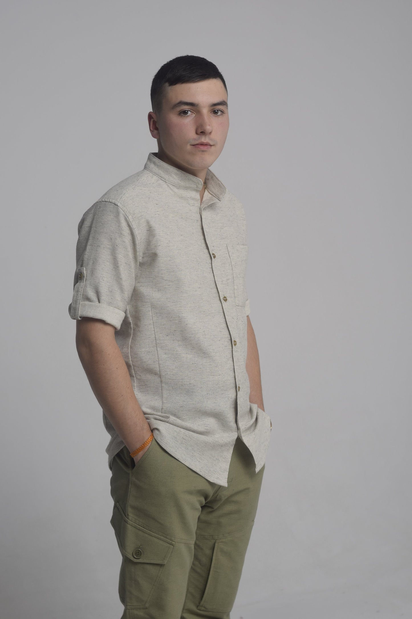 Mens hemp shirt with buttons, Handwoven hemp cloth, Organic natural vegan cloth