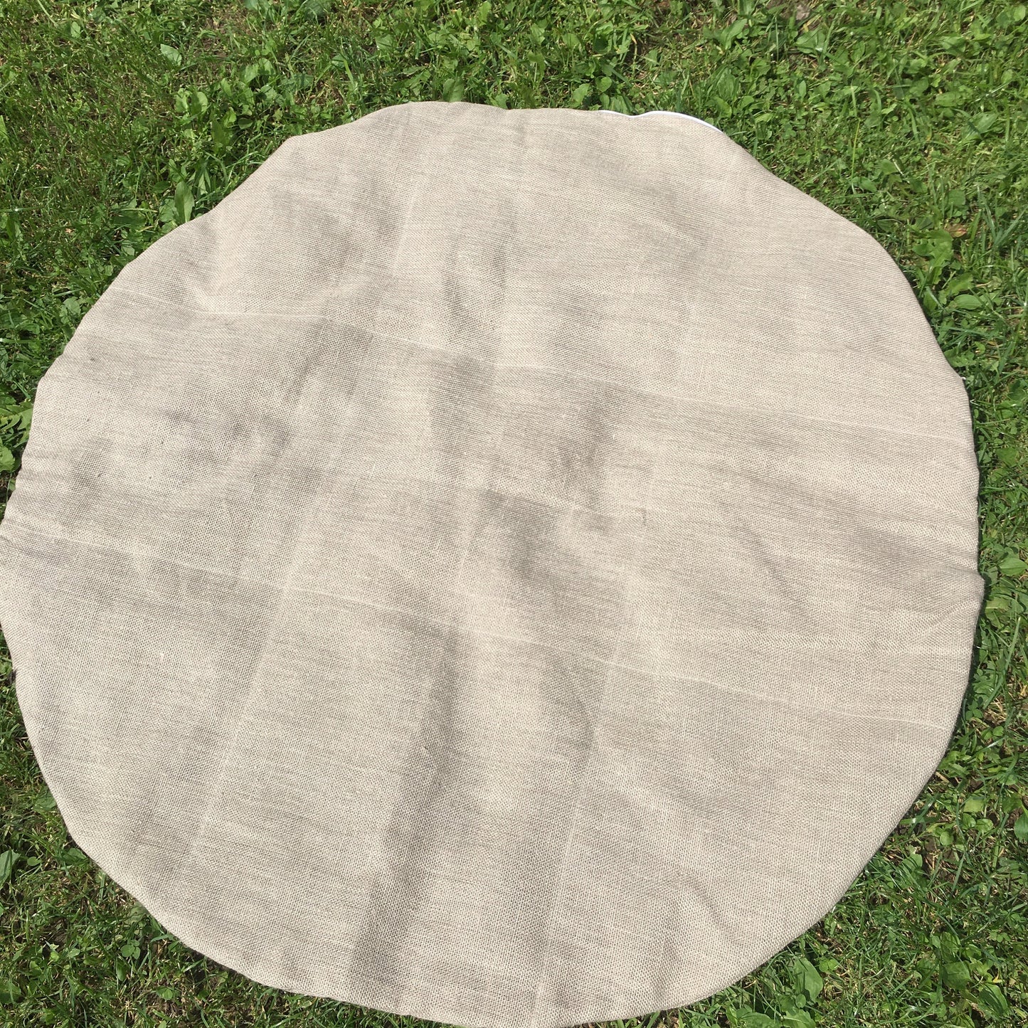 Round hemp rug, Natural and green colour