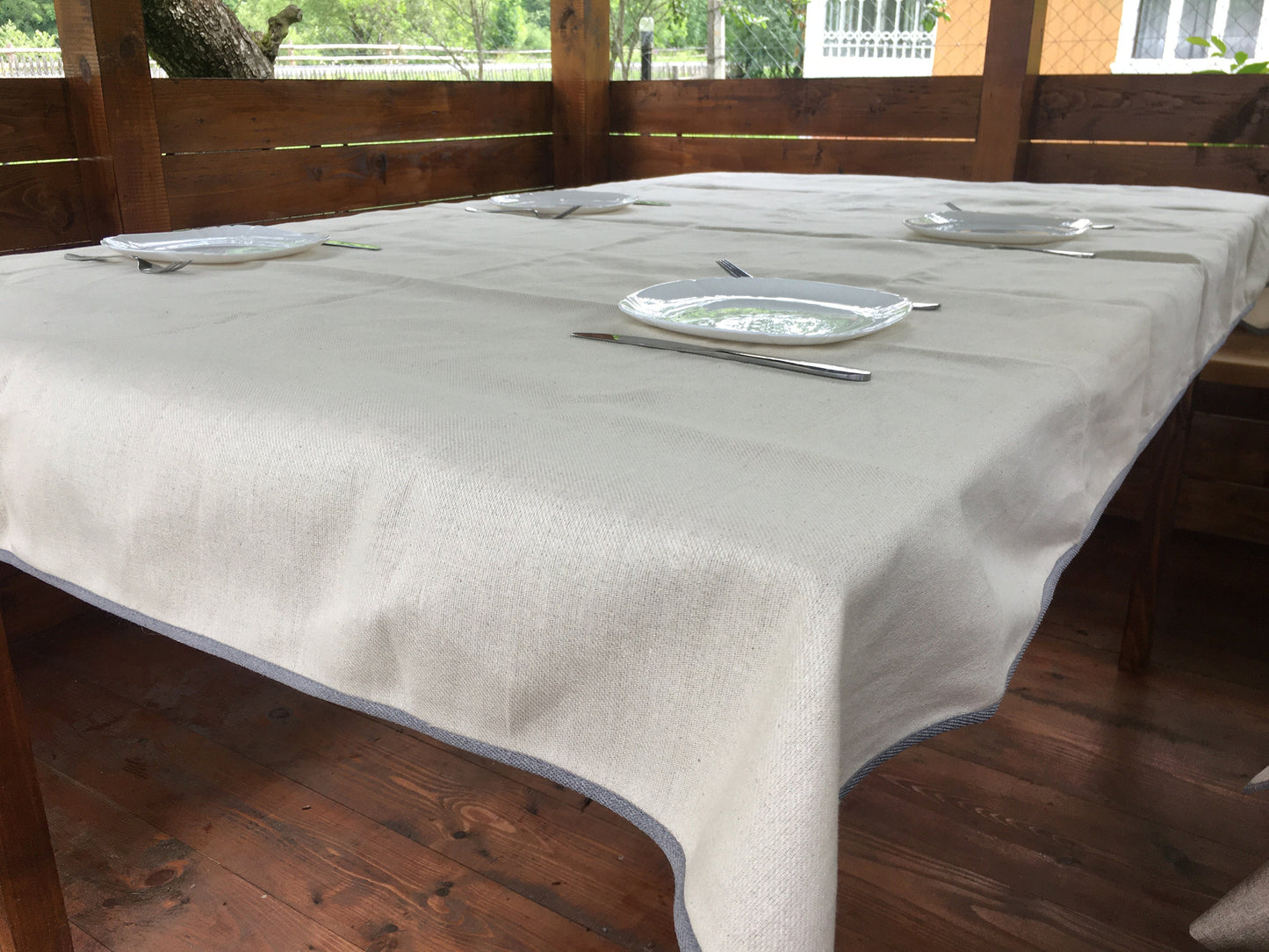 Hemp tablecloth, Rectangular grey tablecloth of different sizes available
