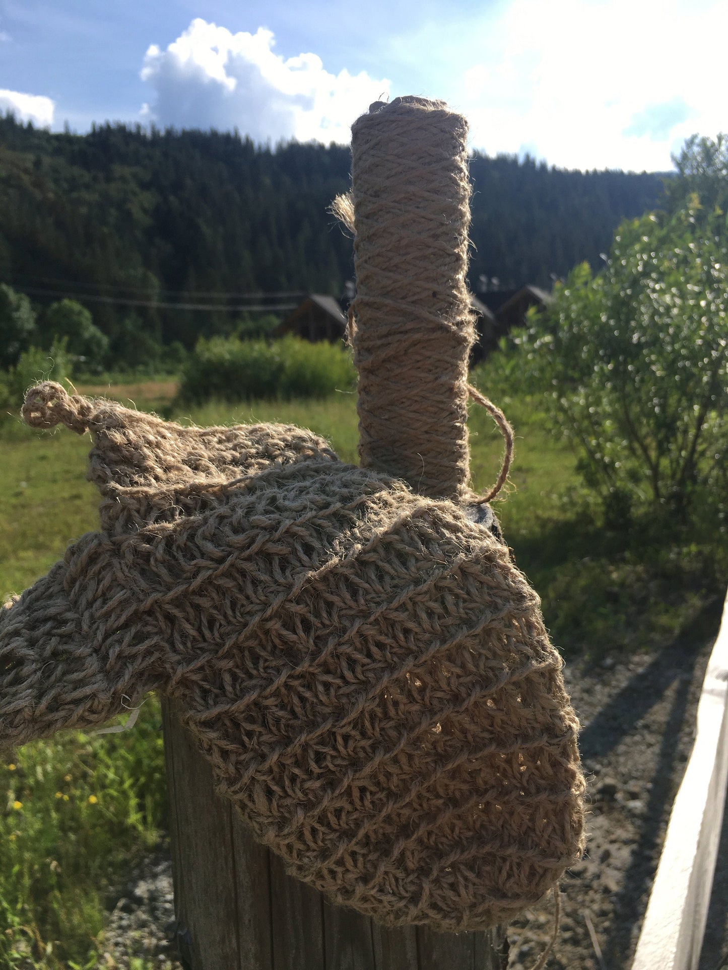 Hemp crochet washcloth like a mitt