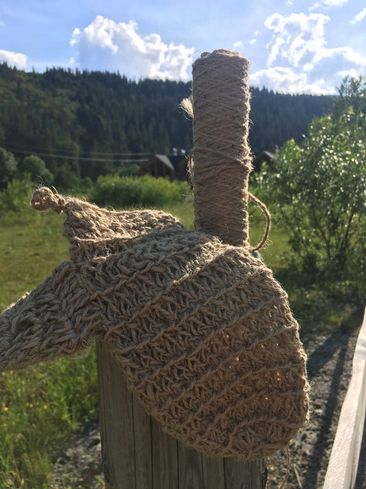 Hemp crochet washcloth like a mitt