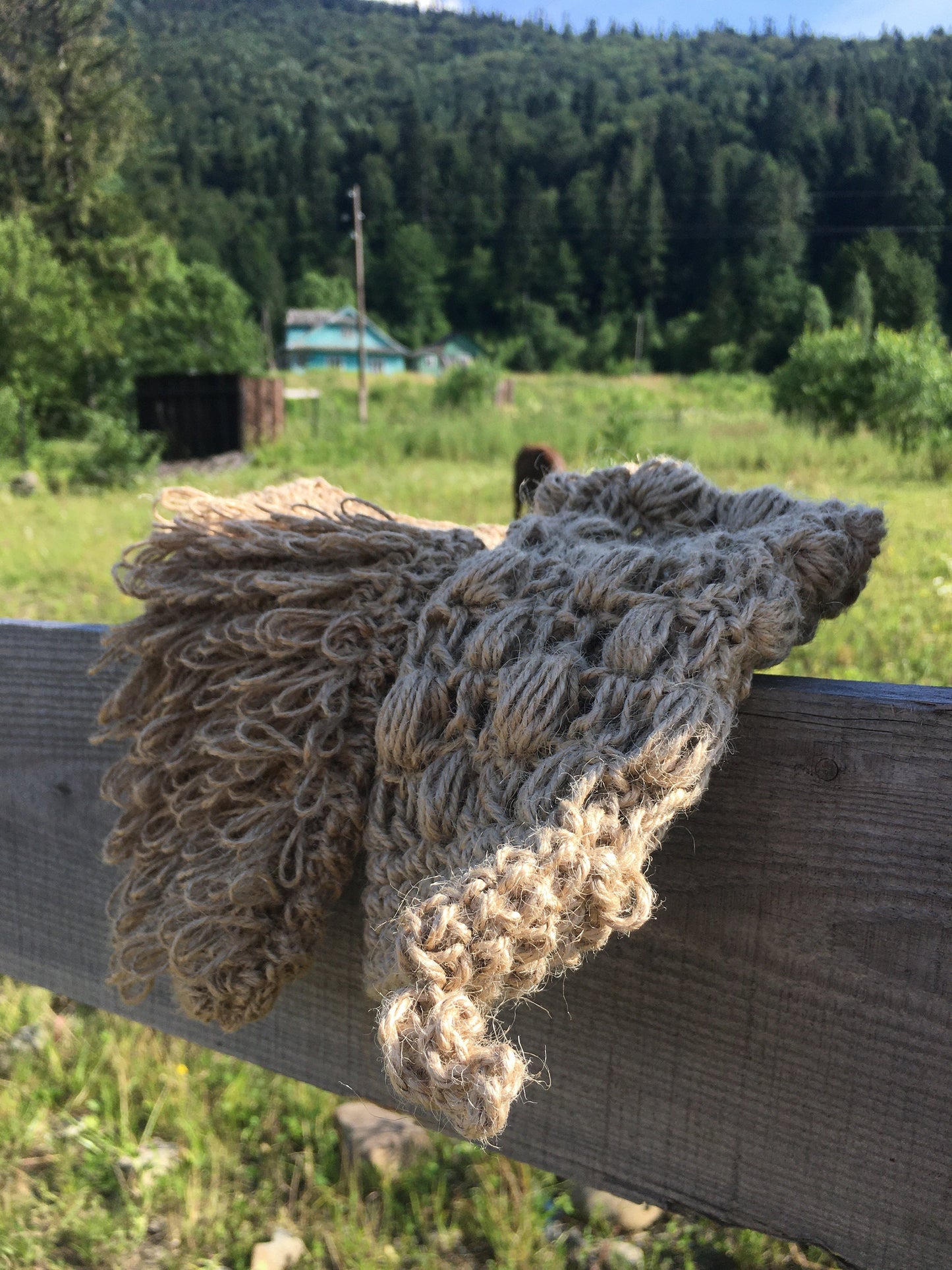 Set of two hemp yarn crochet bath mitt, Body mitt, Organic Hemp Washcloth, Massage mitten and Scrubber