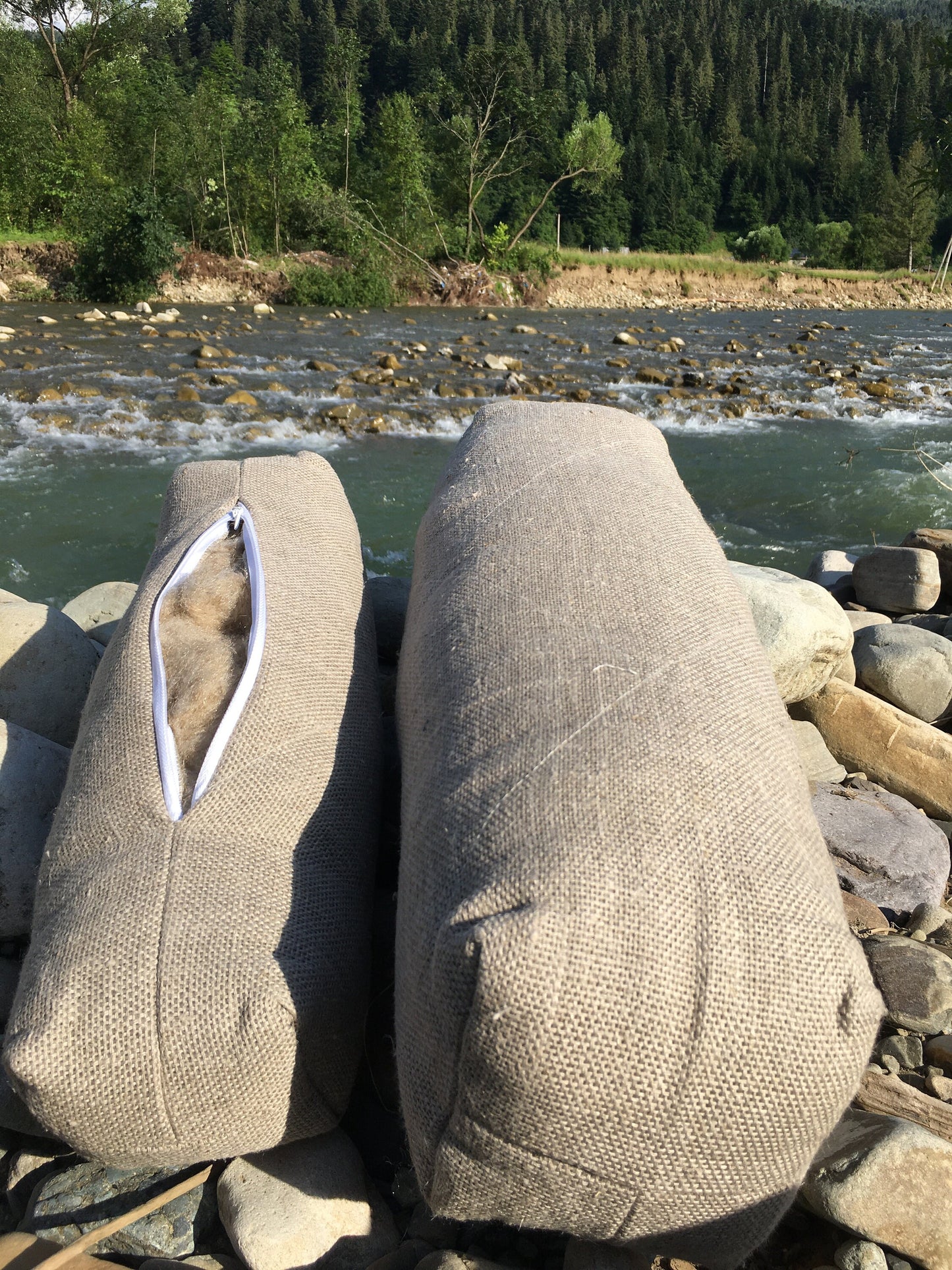 Hemp pillow with hemp filler, Travel pillow for lumbar support, Bolster for everyday yoga