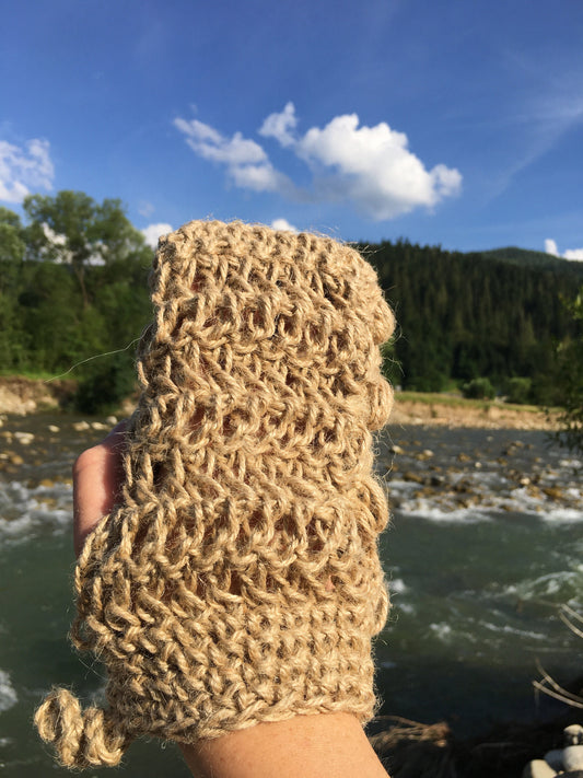 Hemp knitted washcloth, Exfoliating massage circulation and skin care sponge glove