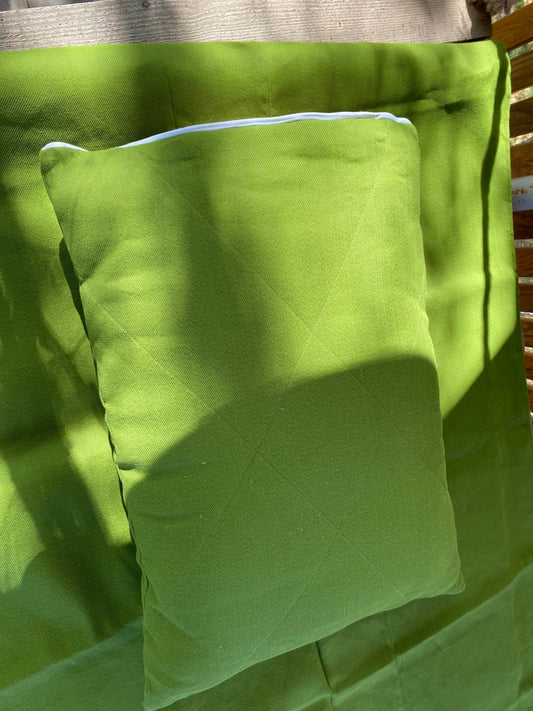 Green hemp pillow with hemp insert, weed natural cloth and filler