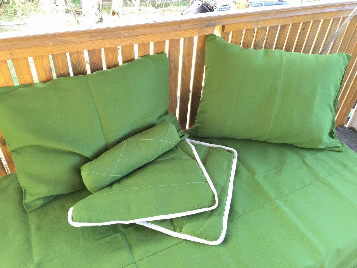 Hemp bolster pillow, Yoga Bolster, Cushion with natural insert, Green color