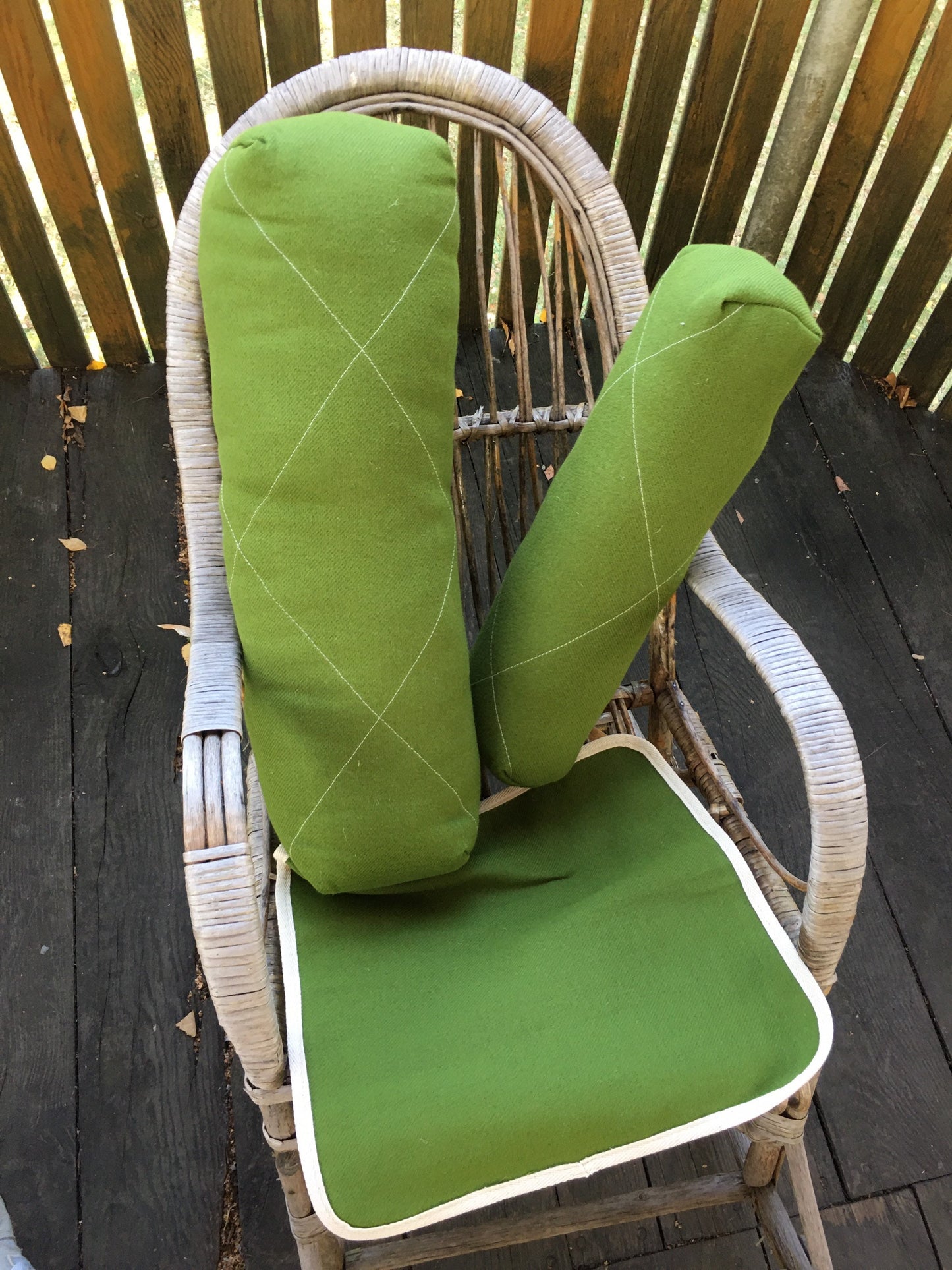 Hemp bolster pillow, Yoga Bolster, Cushion with natural insert, Green color