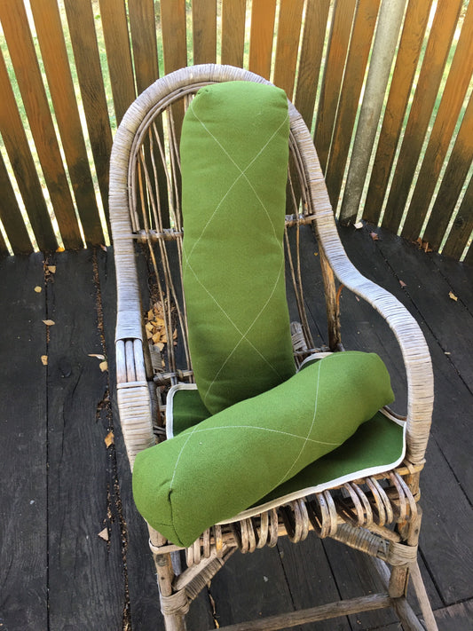 Hemp bolster pillow, Yoga Bolster, Cushion with natural insert, Green color