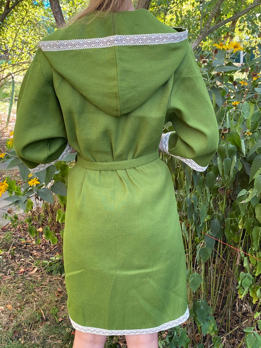 Green hemp woomen bathrobe