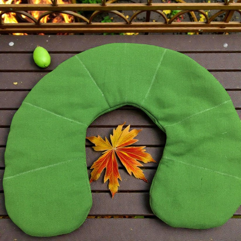 Refillable U-Shaped Neck Pillow Cover (Unfilled) – Green Hemp 180gsm, Zipper