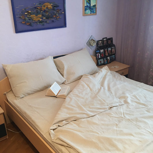 Hemp bedding set 3 pieces, 1 duvet cover and 2 pillowcases, Natural and antibacterial bedding