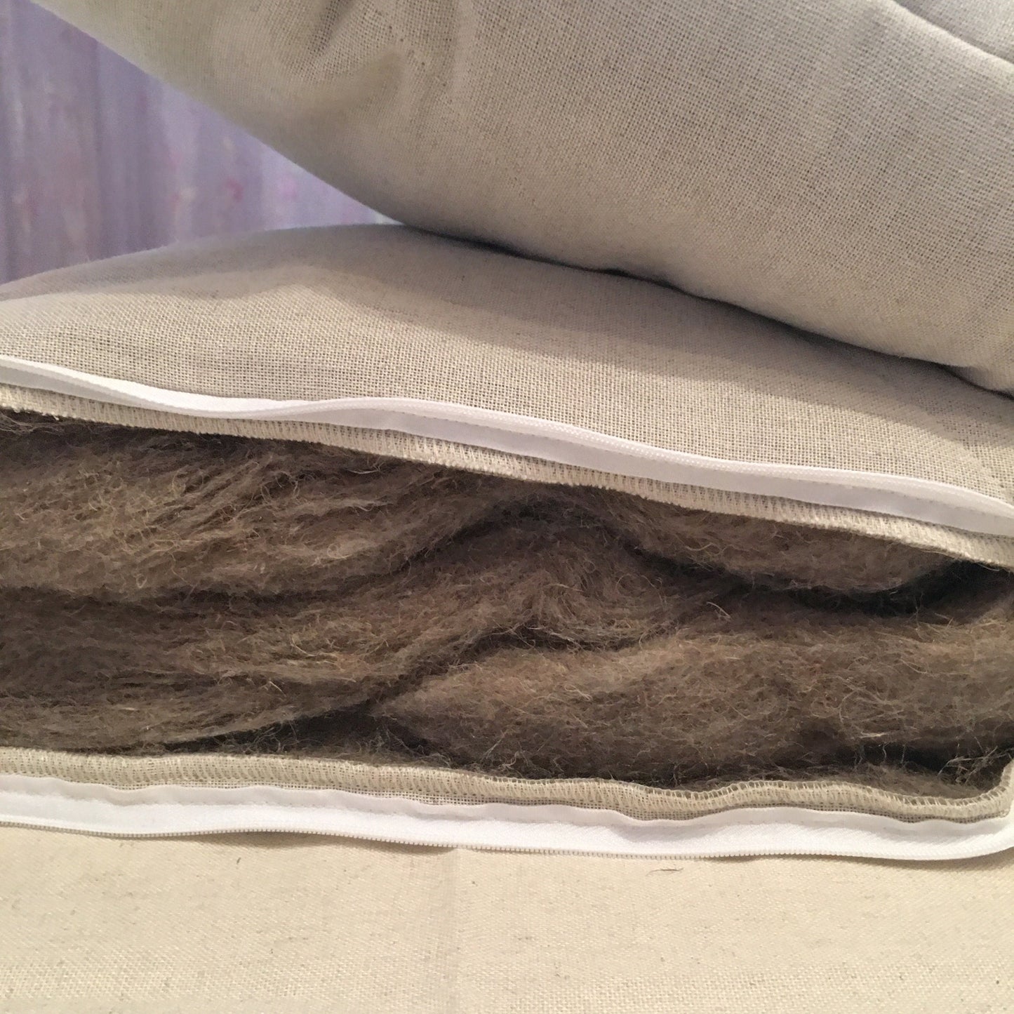 Set of hemp pillow with hemp filler and hemp pillowcase