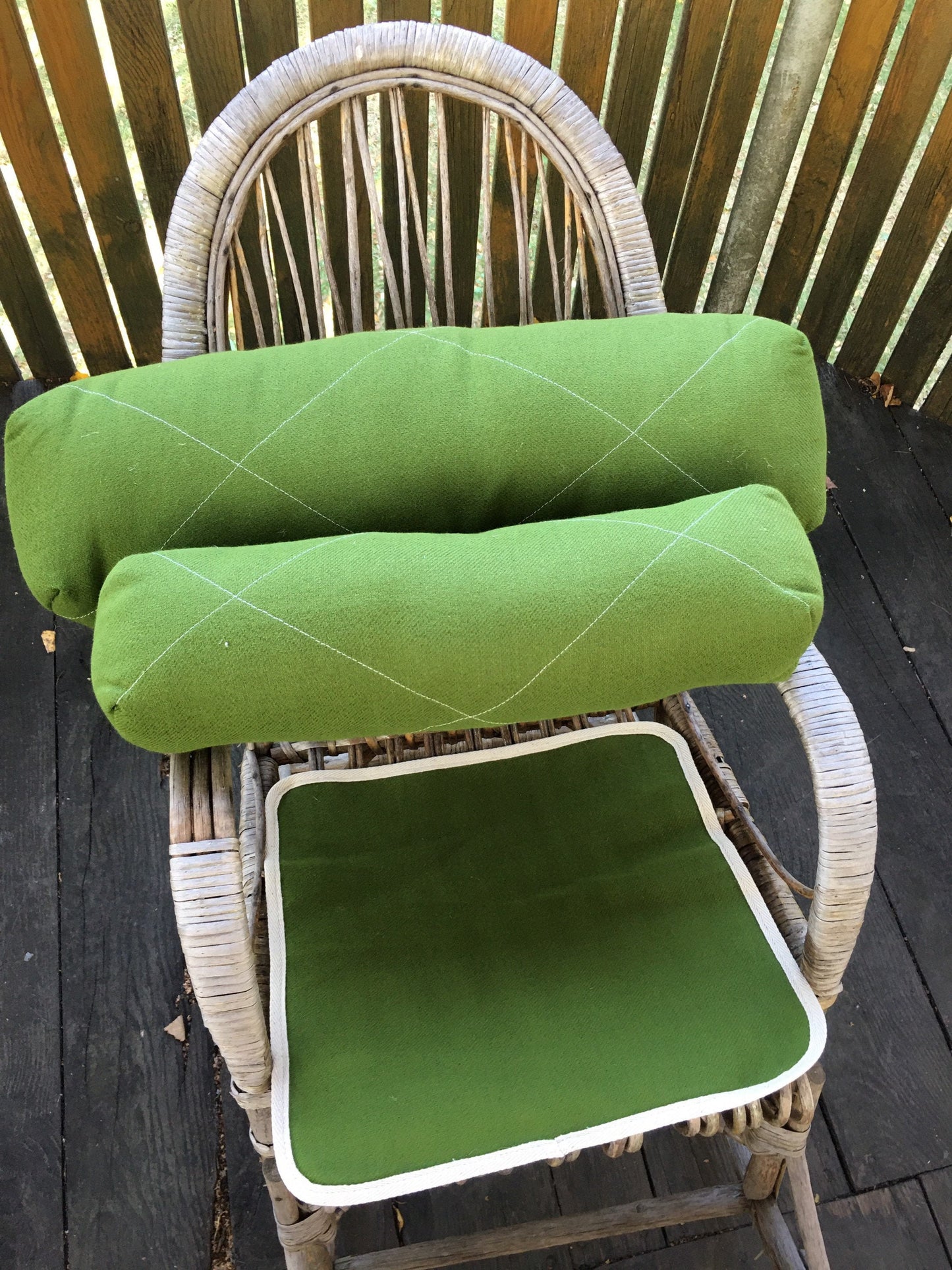 Hemp bolster pillow, Yoga Bolster, Cushion with natural insert, Green color
