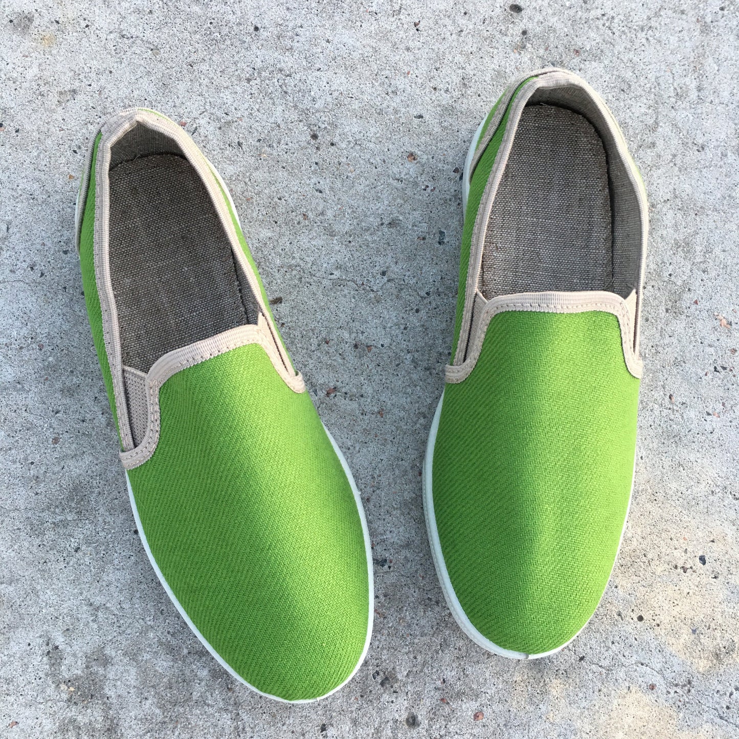 Hemp shoes for men, Green slip-ons