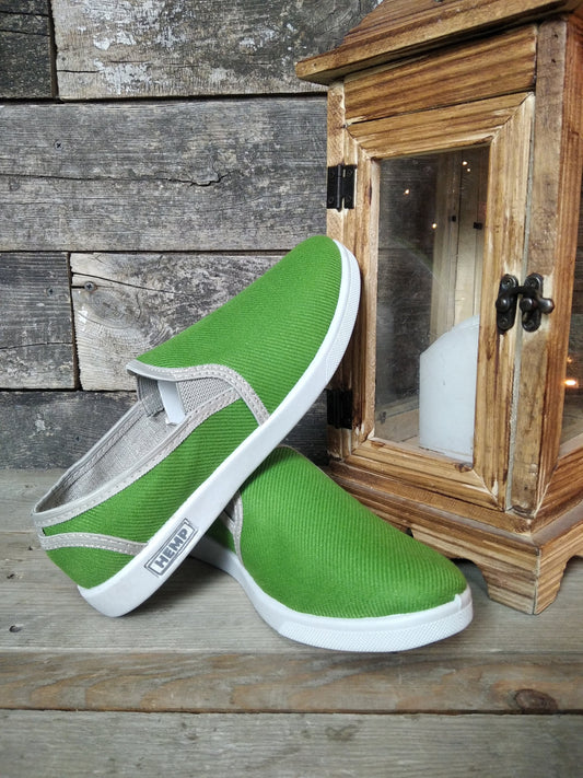 Hemp shoes for men, Green slip-ons