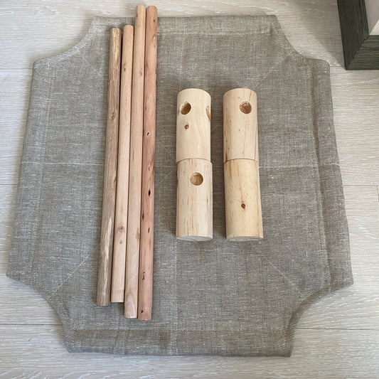 Wood bed for pet with hemp fabric, Natural cat bed