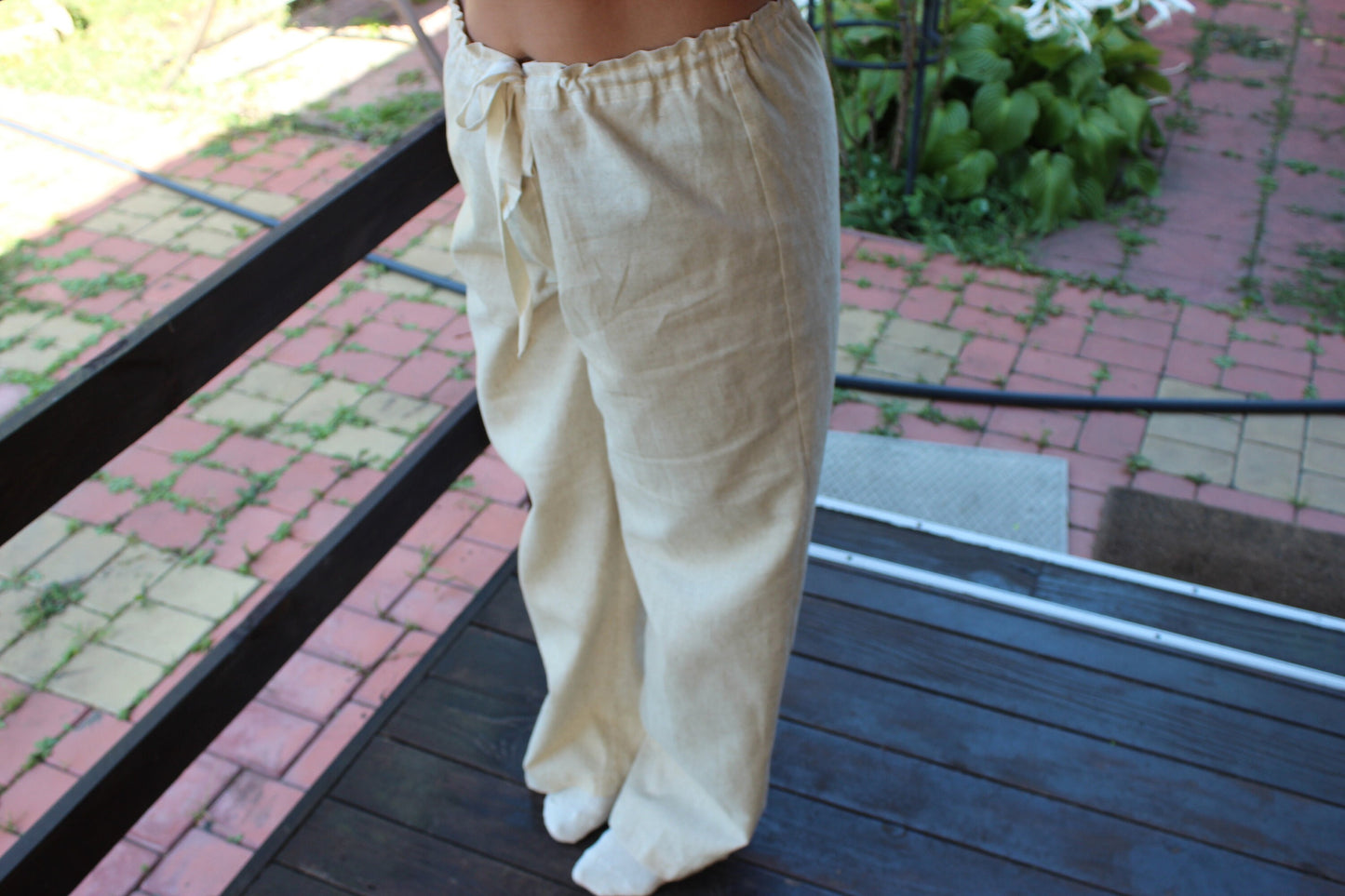 Hemp pants with ties