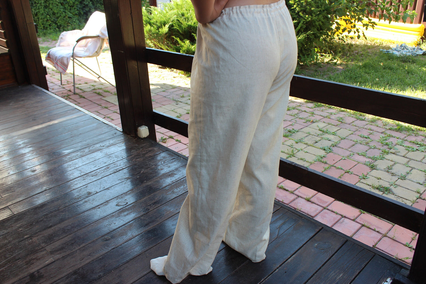 Hemp pants with ties