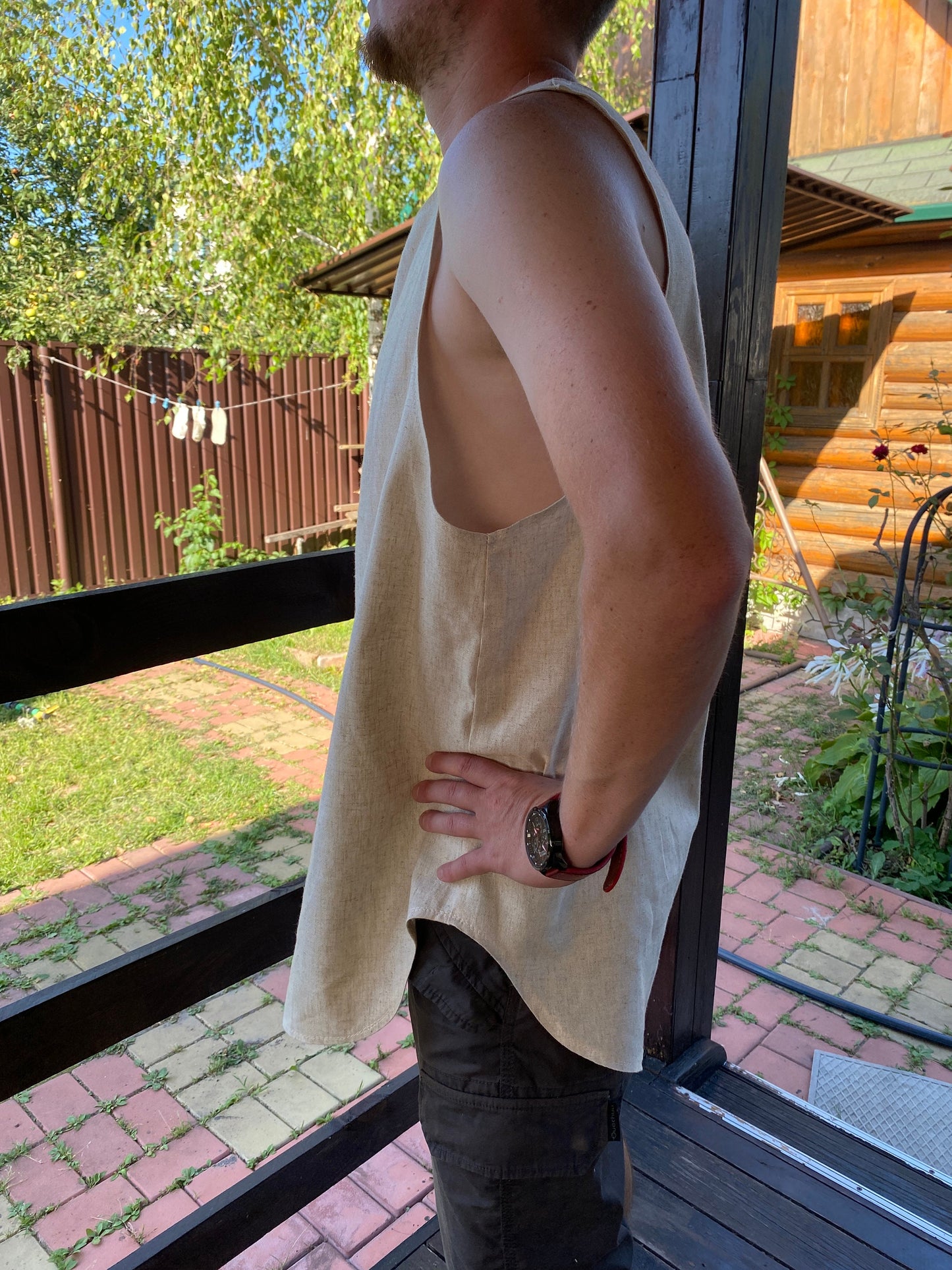 Hemp sleeveless shirt for man