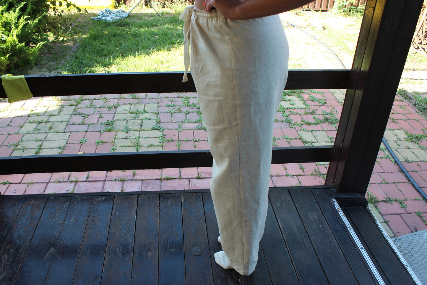 Hemp pants with ties