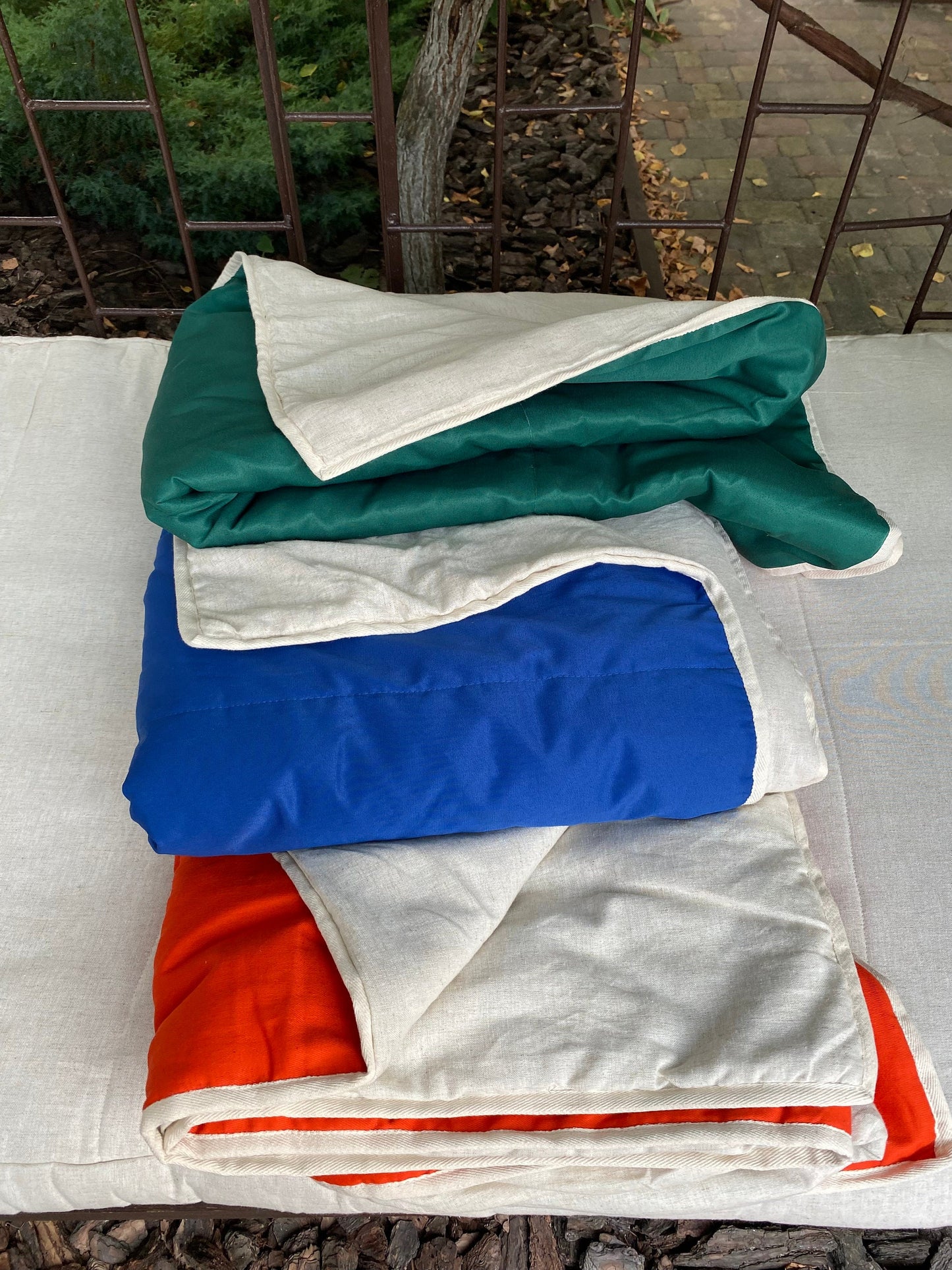 Hemp throw blanket Green