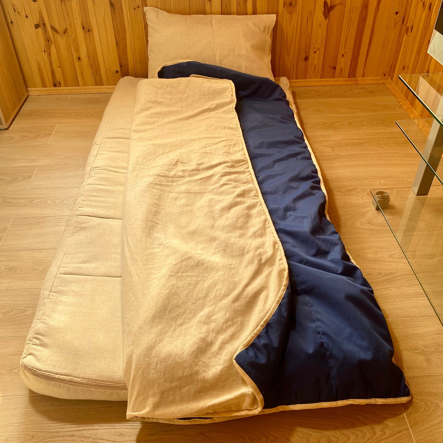 Hemp throw blanket Blue