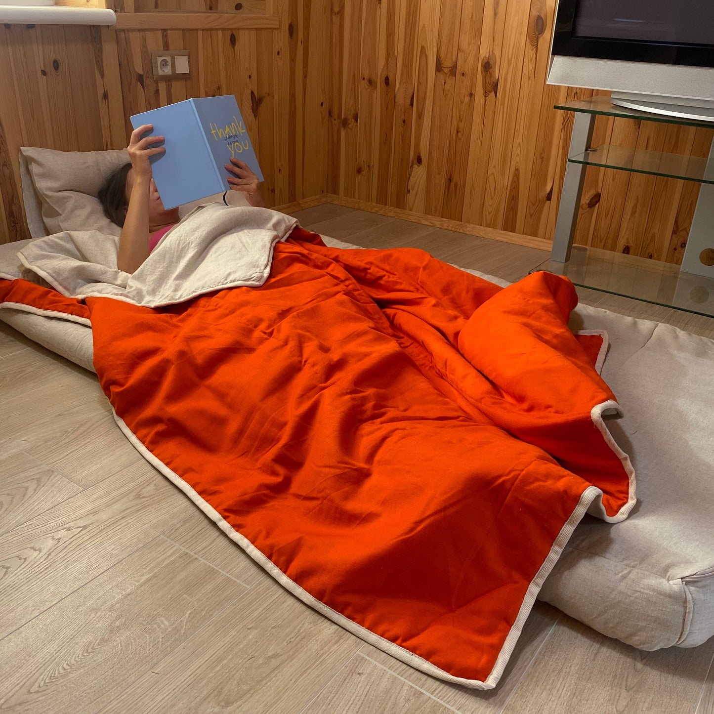 Hemp throw blanket Orange