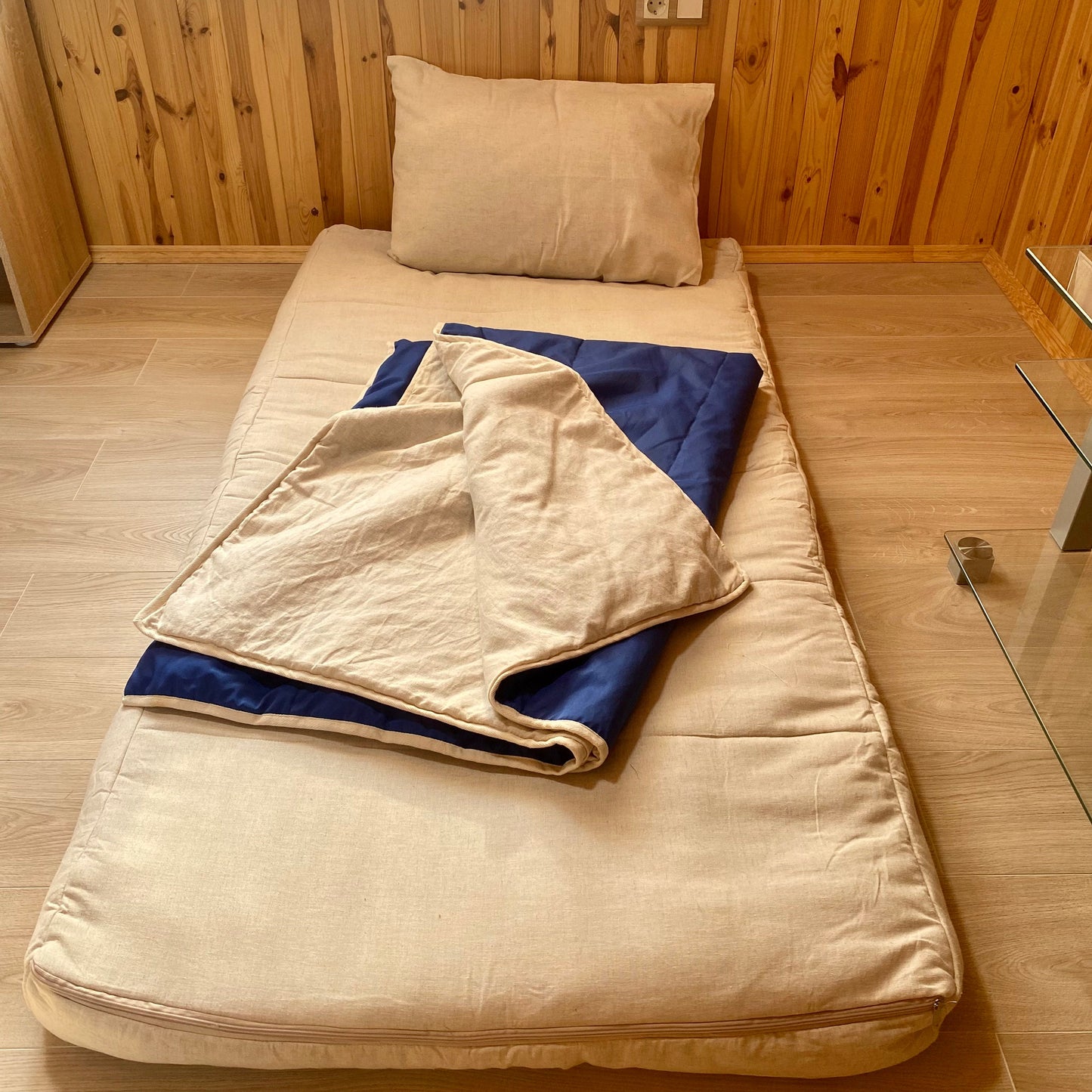 Hemp throw blanket Blue