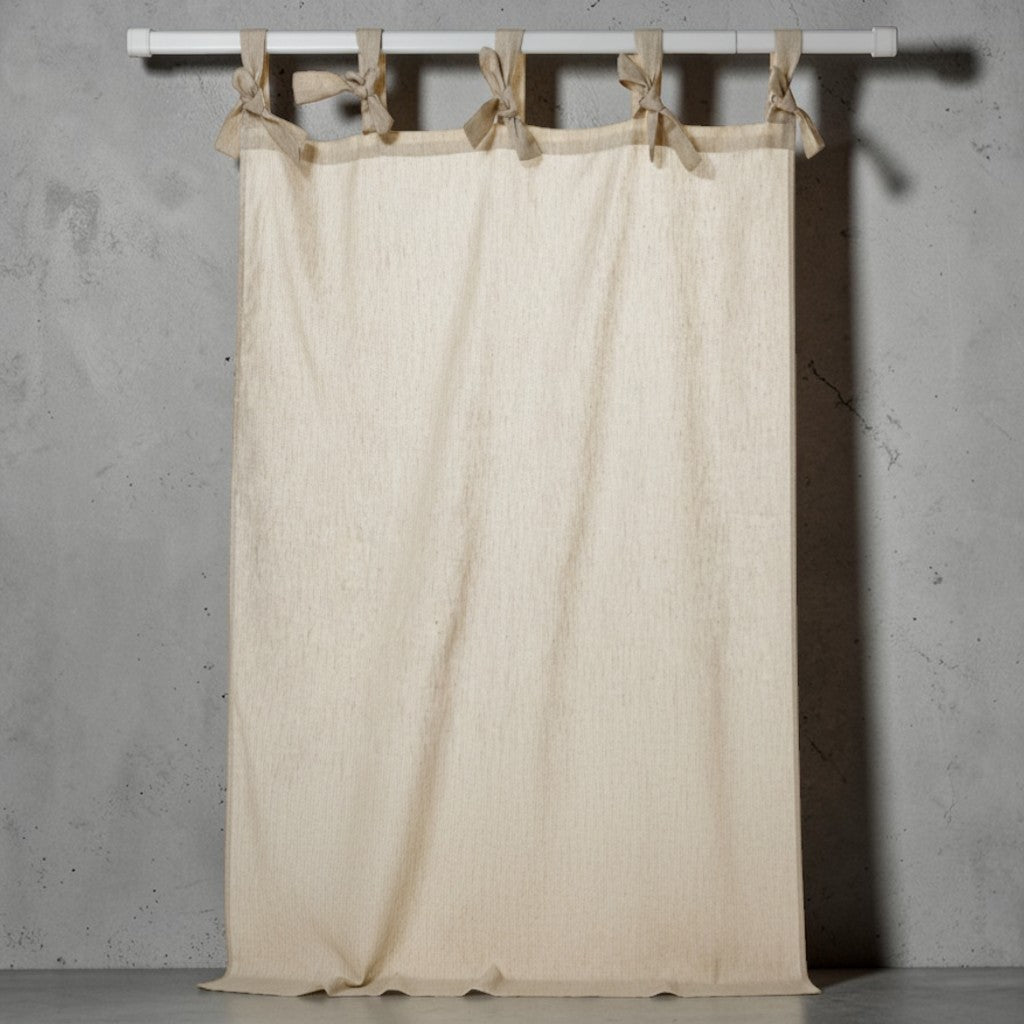 Hemp Tie Top Curtain Panel – Natural Light Filtering Curtain, 180 gsm