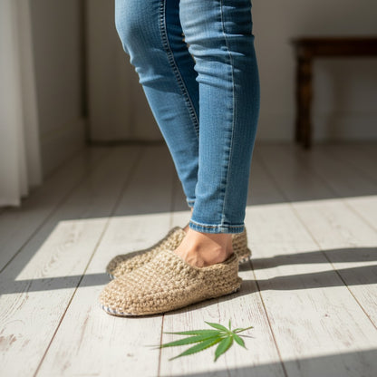 Handmade Unisex Hemp Slippers with Felt Sole
