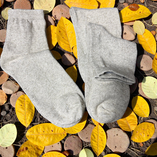 Linen Crew Socks, Unisex Linen Blend, Natural Gray