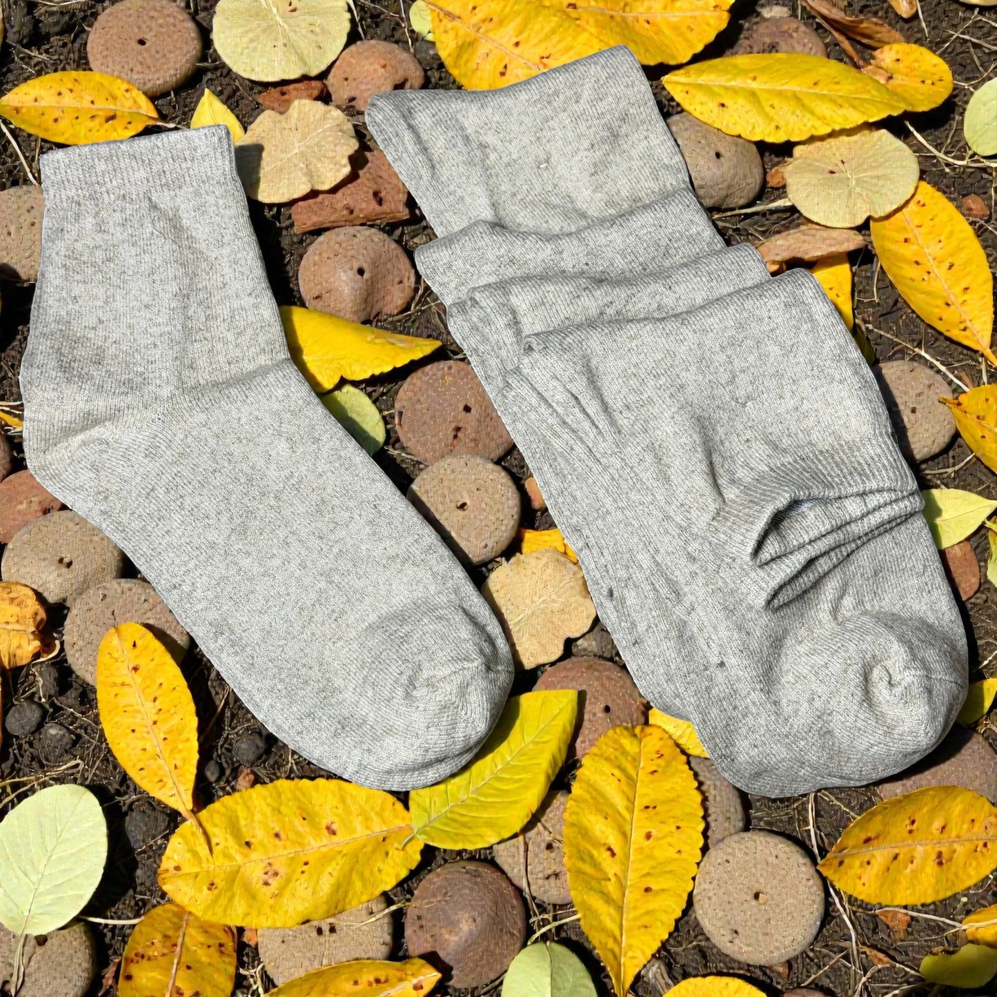 Linen Crew Socks, Unisex Linen Blend, Natural Gray