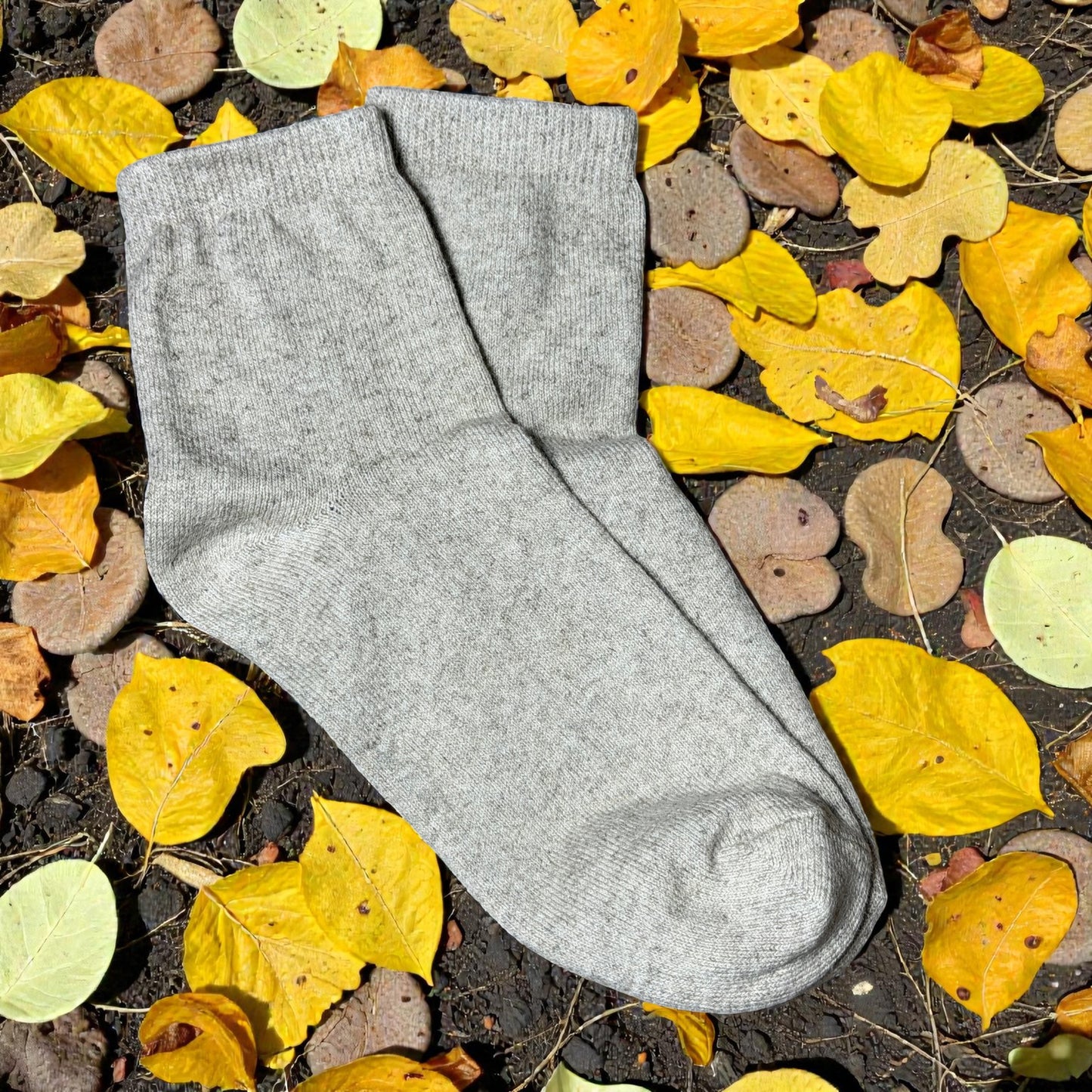 Linen Crew Socks, Unisex Linen Blend, Natural Gray