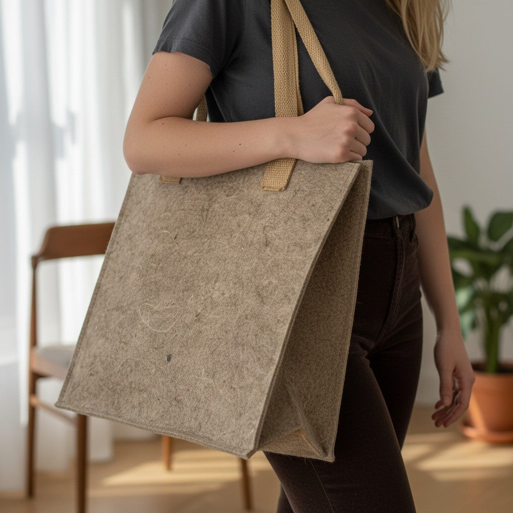 Handmade Hemp Shopper Bag – Durable Pressed Hemp Fiber Tote, Natural Eco Bag