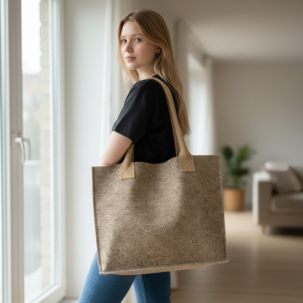 Handmade Hemp Shopper Bag – Durable Pressed Hemp Fiber Tote, Natural Eco Bag