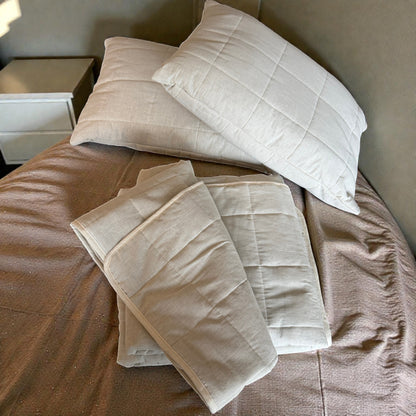 Natural Cotton & Hemp Bedding Set with Quilt and 2 Pillows