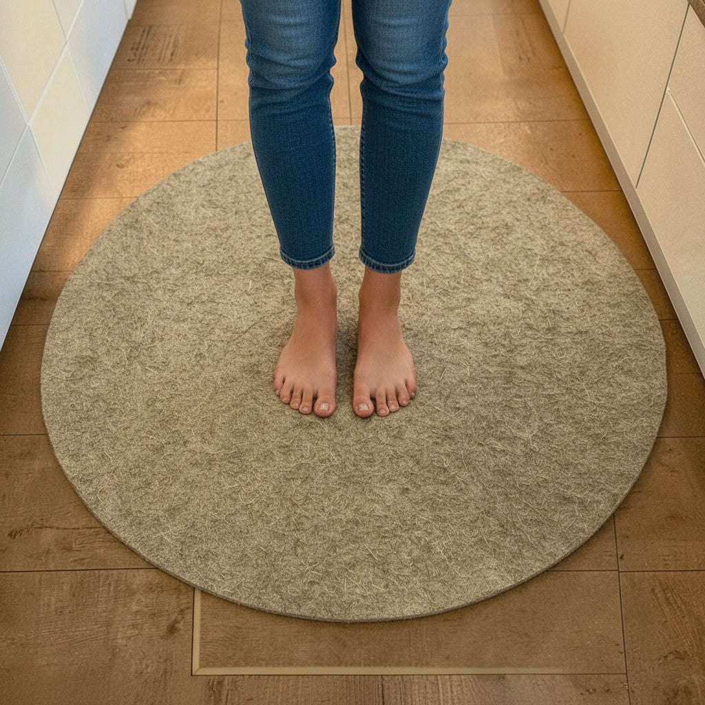 Round Pressed Hemp Fiber Rug – Natural Hemp Mat, 100 cm / 39.4 in