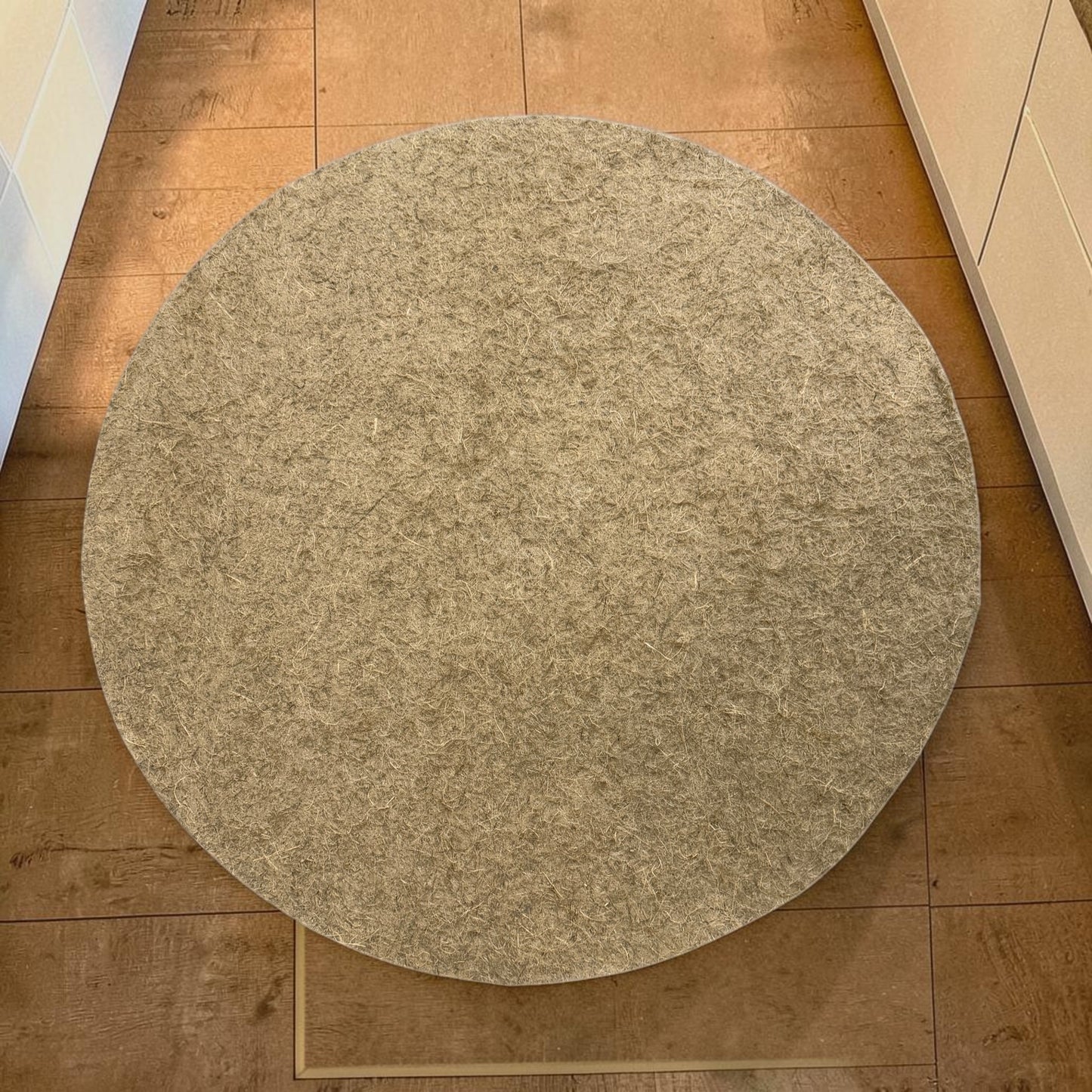Round Pressed Hemp Fiber Rug – Natural Hemp Mat, 100 cm / 39.4 in