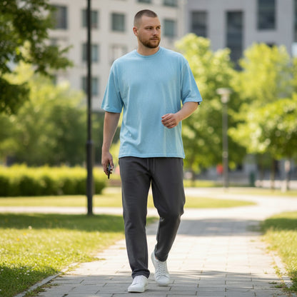 Men’s Sky Blue Hemp Cotton Oversized T-Shirt