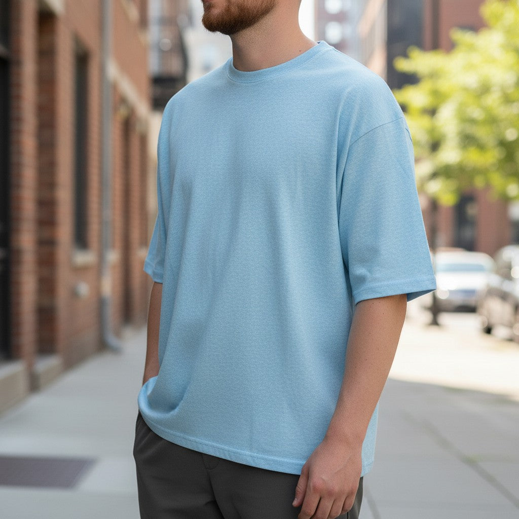 Men’s Sky Blue Hemp Cotton Oversized T-Shirt