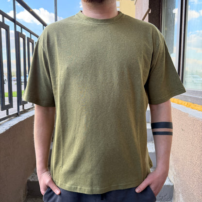 Men’s Olive Khaki Hemp Cotton Oversized T-Shirt