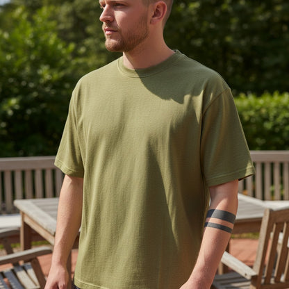 Men’s Olive Khaki Hemp Cotton Oversized T-Shirt