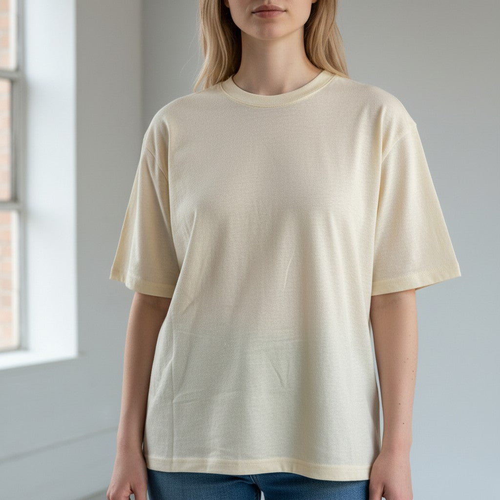 Women’s Milk White Hemp Cotton Oversized T-Shirt