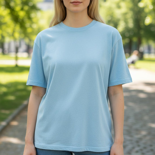 Women’s Sky Blue Hemp Cotton Oversized T-Shirt