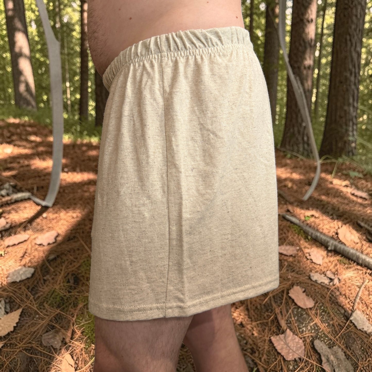 Men’s Hemp Knit Boxer Shorts with Elastic Waist and Button Fly