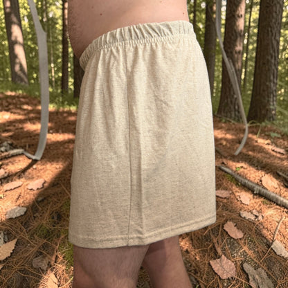 Men’s Hemp Knit Boxer Shorts with Elastic Waist and Button Fly
